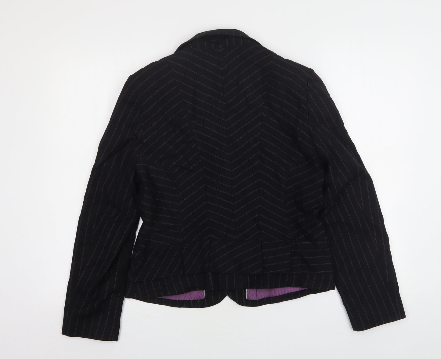 NEXT Womens Blue Striped Polyester Jacket Suit Jacket Size 12