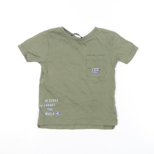 George Baby Green  Cotton Basic T-Shirt Size 12-18 Months Round Neck  - Be Awesome
