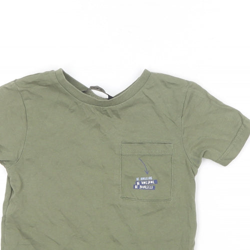George Baby Green  Cotton Basic T-Shirt Size 12-18 Months Round Neck  - Be Awesome