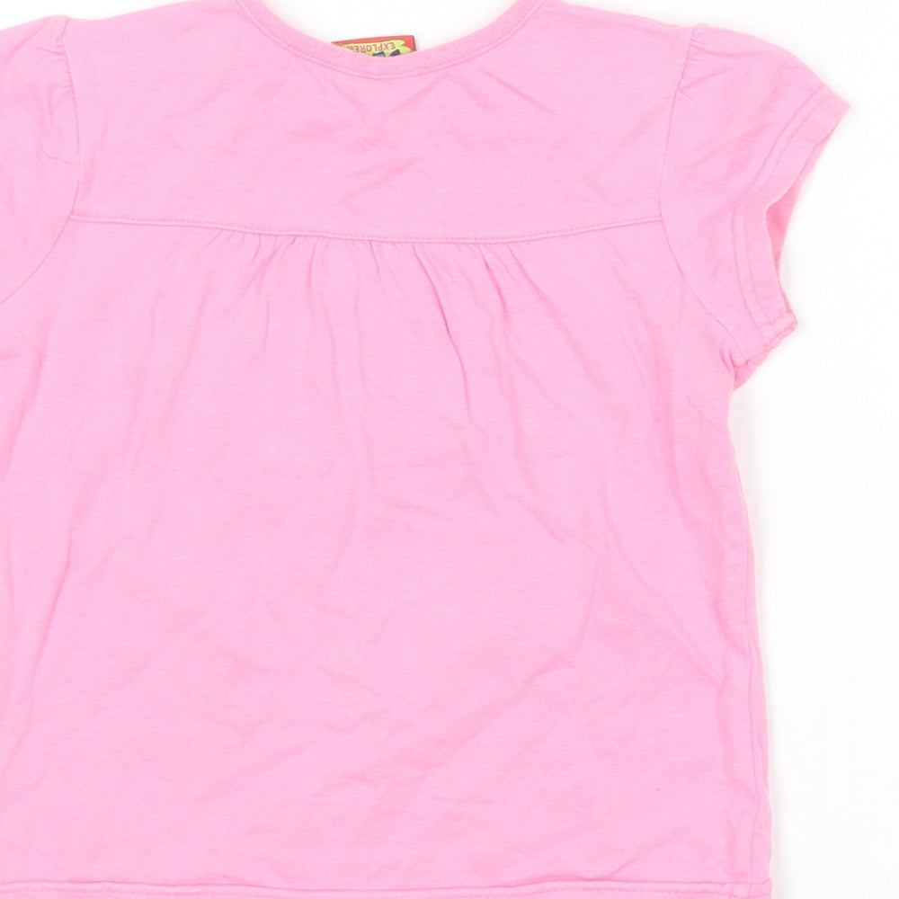 Nickelodeon Girls Pink  Cotton Basic T-Shirt Size 3-4 Years Round Neck  - Dora the explorer