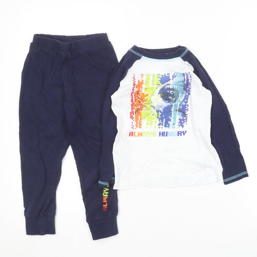 Dunnes Stores Boys Blue Solid Cotton  Pyjama Set Size 3-4 Years