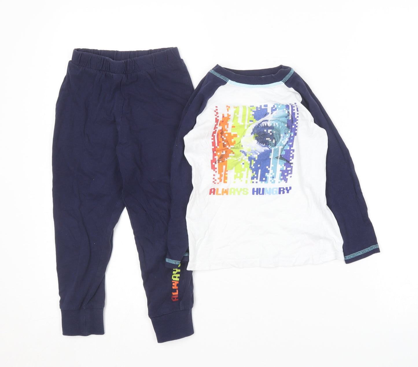 Dunnes Stores Boys Blue Solid Cotton  Pyjama Set Size 3-4 Years