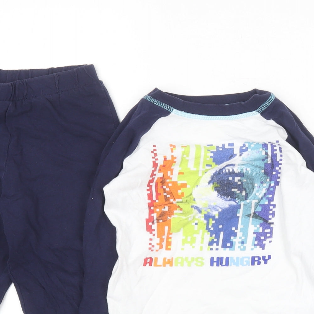 Dunnes Stores Boys Blue Solid Cotton  Pyjama Set Size 3-4 Years