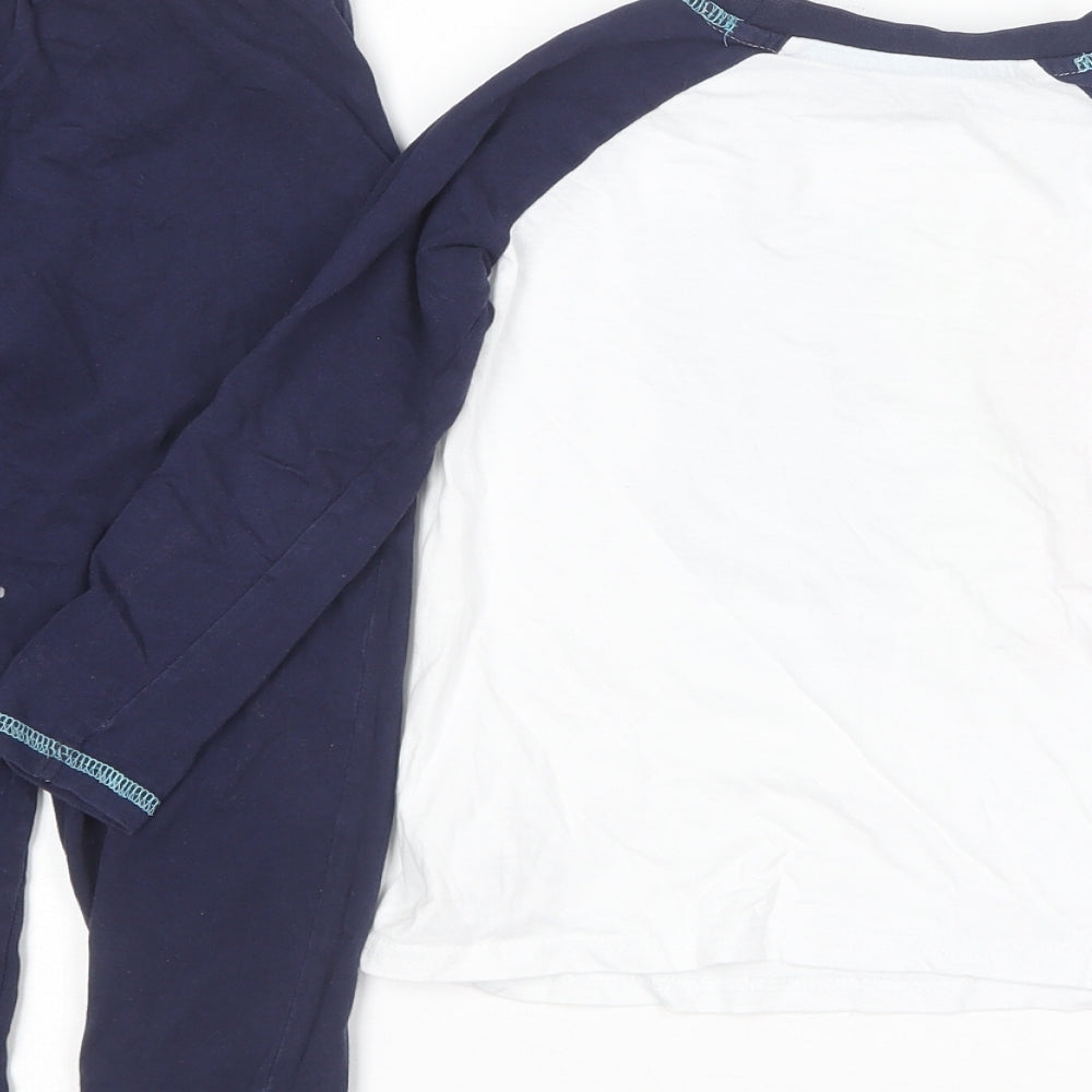 Dunnes Stores Boys Blue Solid Cotton  Pyjama Set Size 3-4 Years