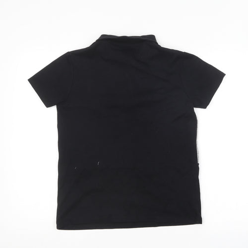 George Boys Black  Cotton Basic T-Shirt Size 14-15 Years Collared