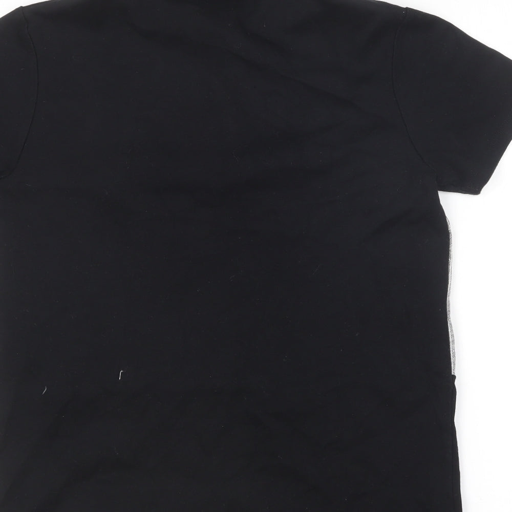 George Boys Black  Cotton Basic T-Shirt Size 14-15 Years Collared
