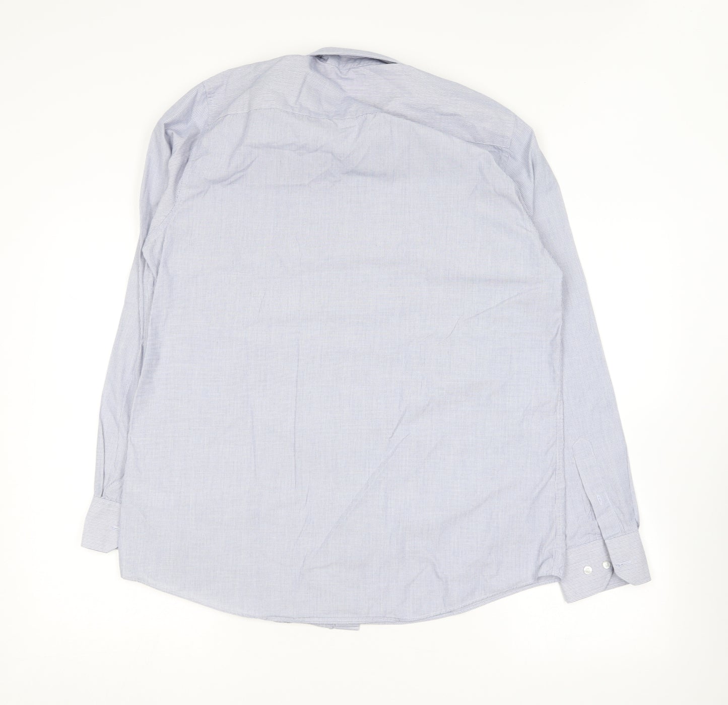 TU Mens Blue Striped Cotton  Dress Shirt Size 16 Collared
