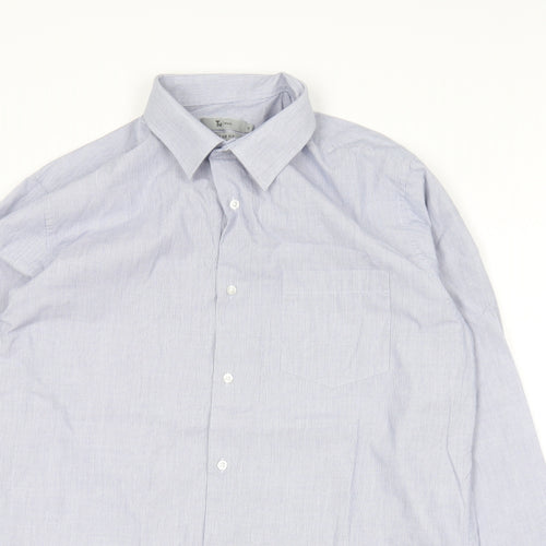 TU Mens Blue Striped Cotton  Dress Shirt Size 16 Collared