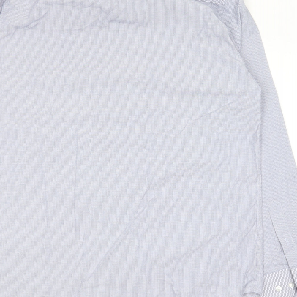 TU Mens Blue Striped Cotton  Dress Shirt Size 16 Collared