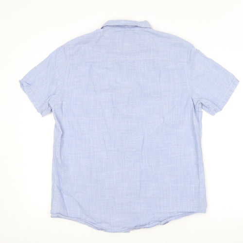 TU Mens Blue  Cotton  Button-Up Size M Collared