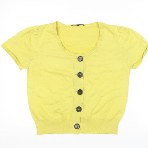 Marks and Spencer Womens Yellow Round Neck  Acrylic Cardigan Jumper Size M