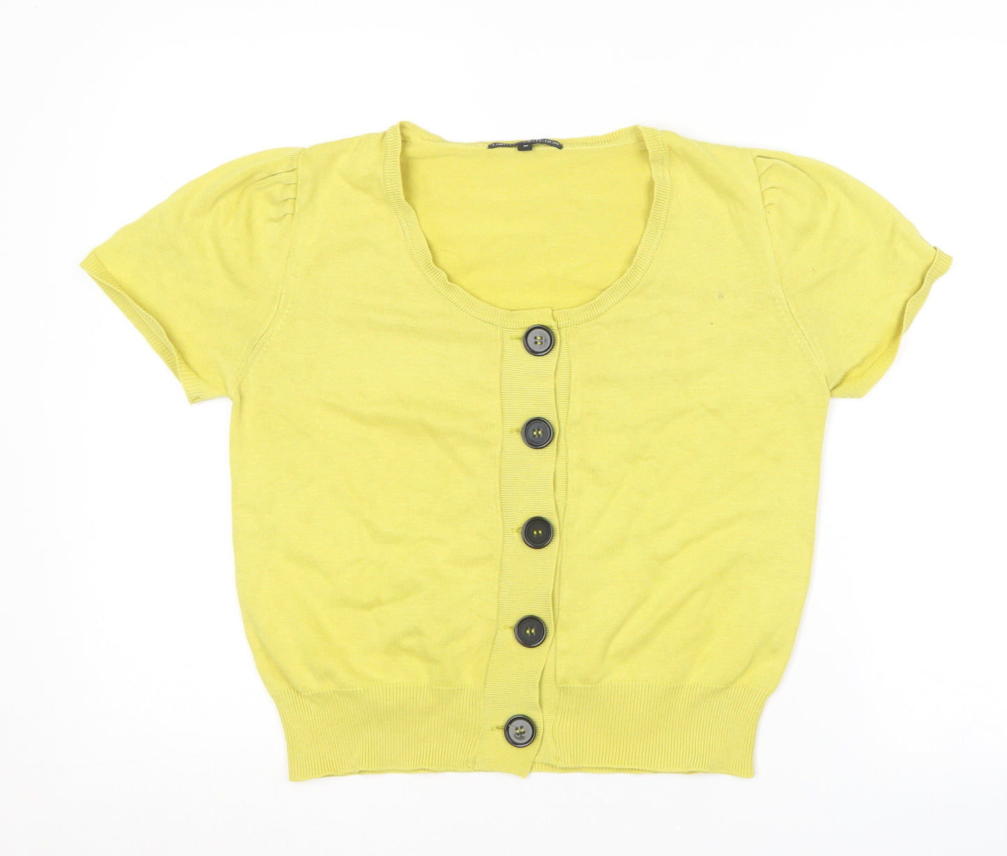 Marks and Spencer Womens Yellow Round Neck  Acrylic Cardigan Jumper Size M