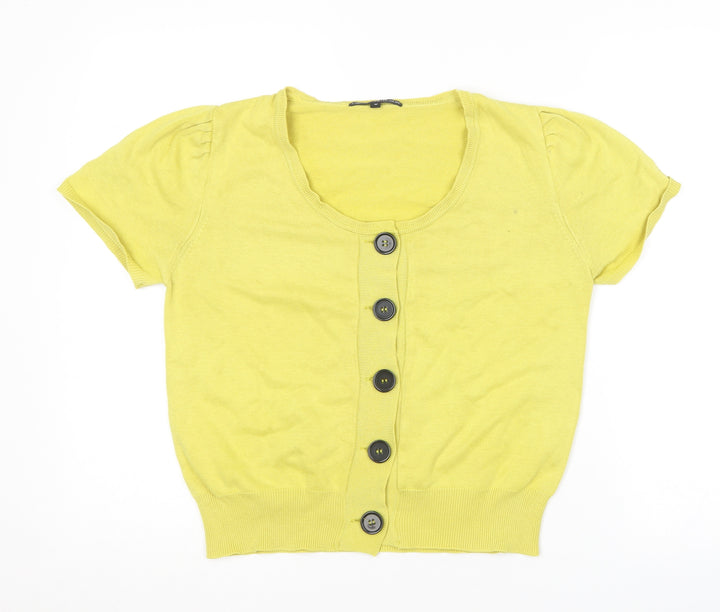 Marks and Spencer Womens Yellow Round Neck  Acrylic Cardigan Jumper Size M