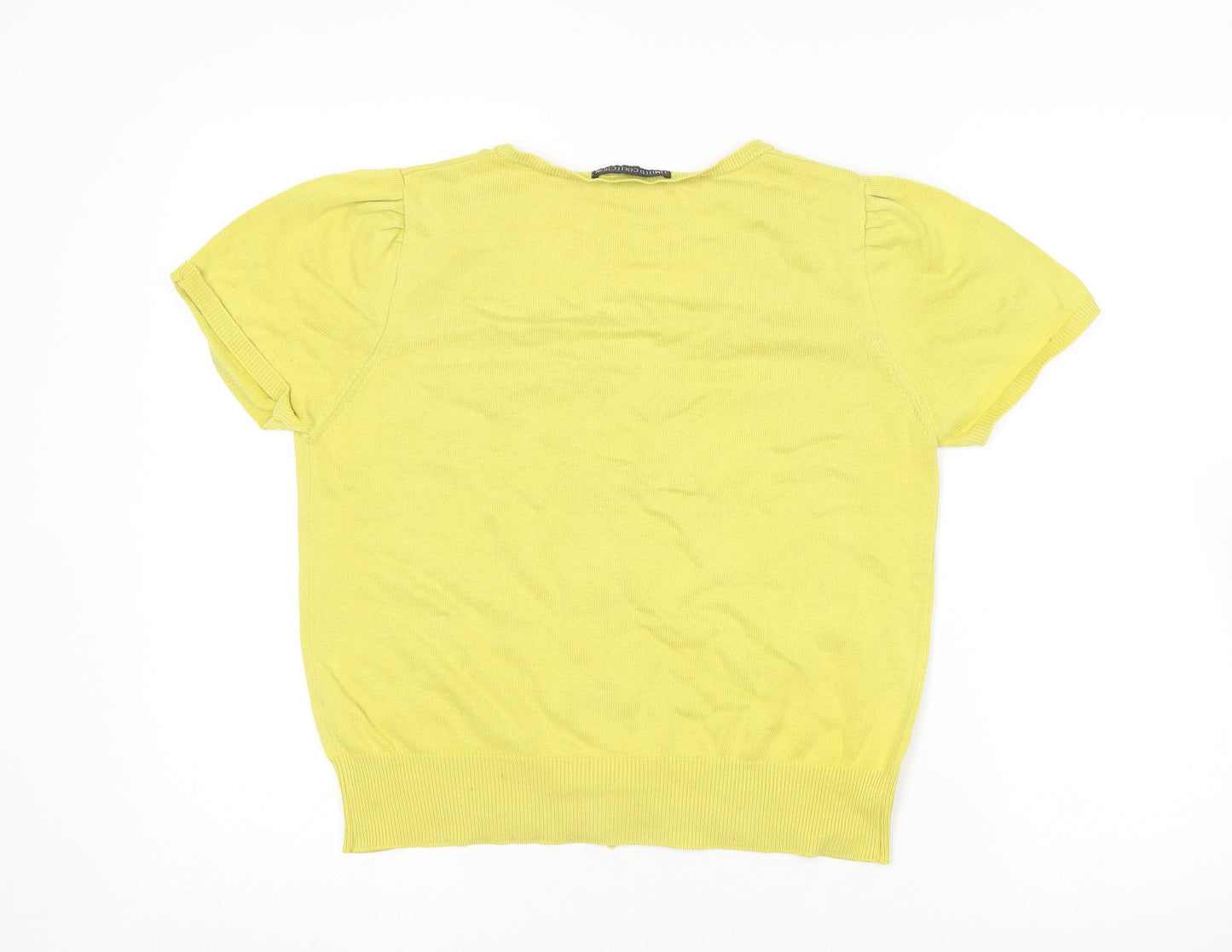 Marks and Spencer Womens Yellow Round Neck  Acrylic Cardigan Jumper Size M