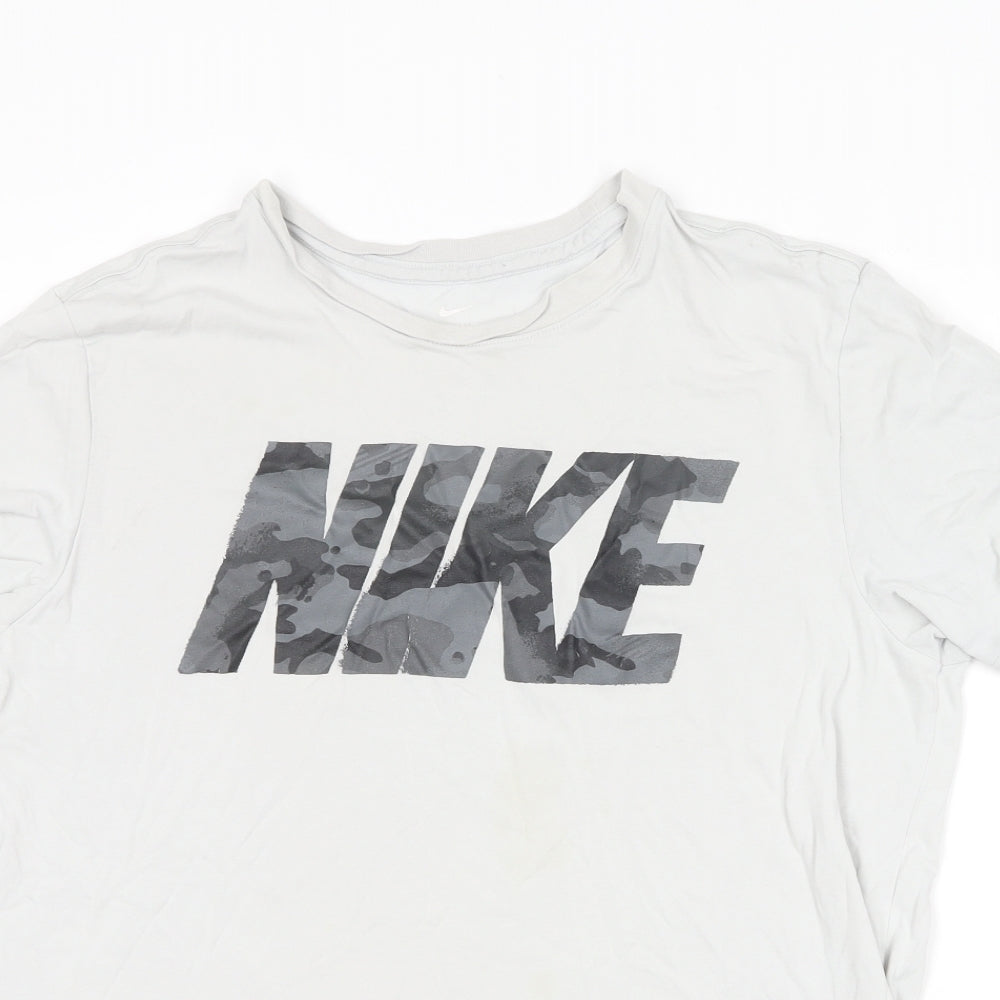 Nike Mens White  Cotton  T-Shirt Size M Roll Neck