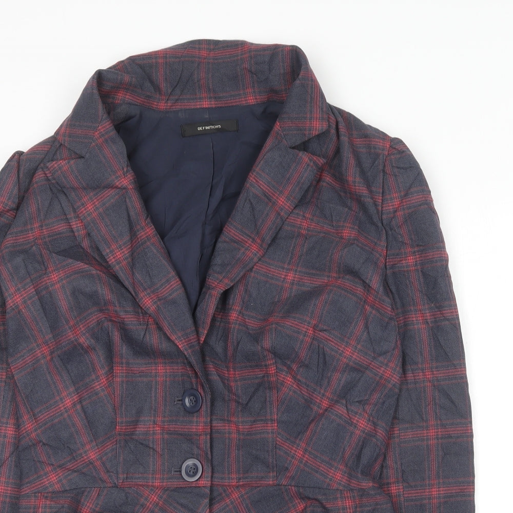 Definitions Womens Multicoloured Plaid  Jacket Blazer Size 12   - `