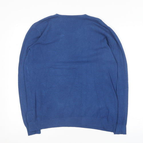 Corazon Womens Blue Round Neck  Wool Pullover Jumper Size L