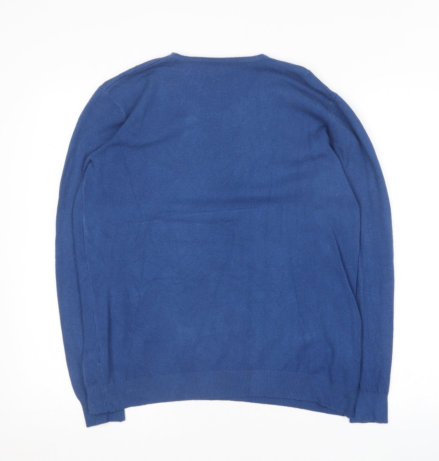 Corazon Womens Blue Round Neck  Wool Pullover Jumper Size L