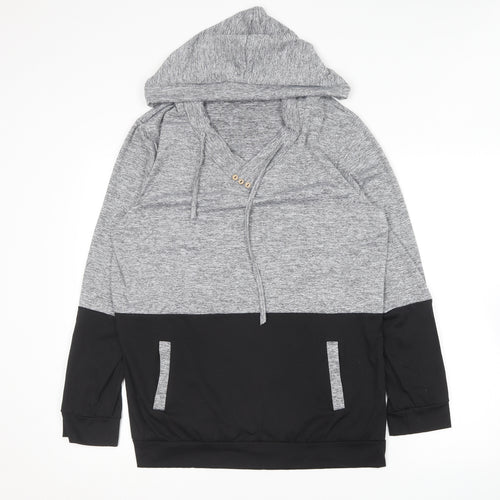 Preworn Womens Grey  Polyester Pullover Hoodie Size XL