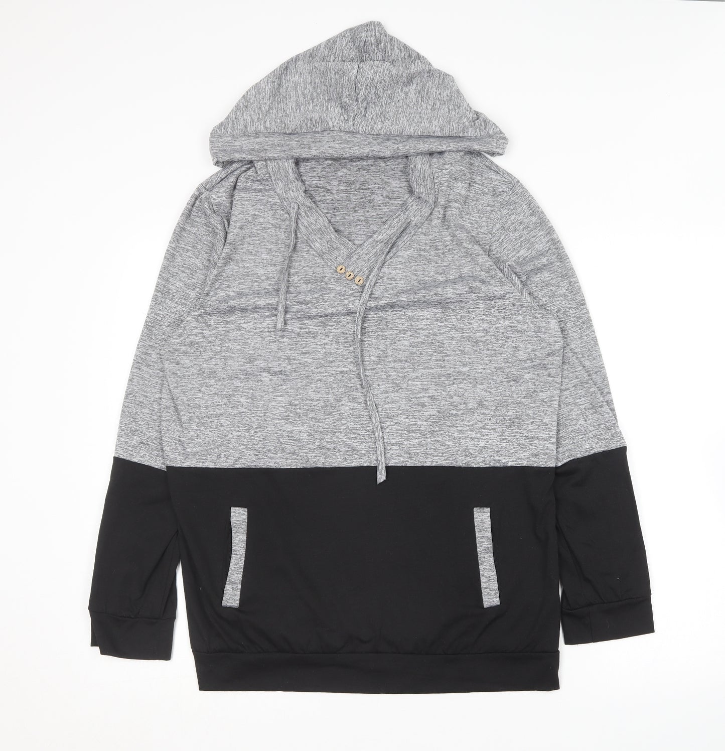 Preworn Womens Grey  Polyester Pullover Hoodie Size XL