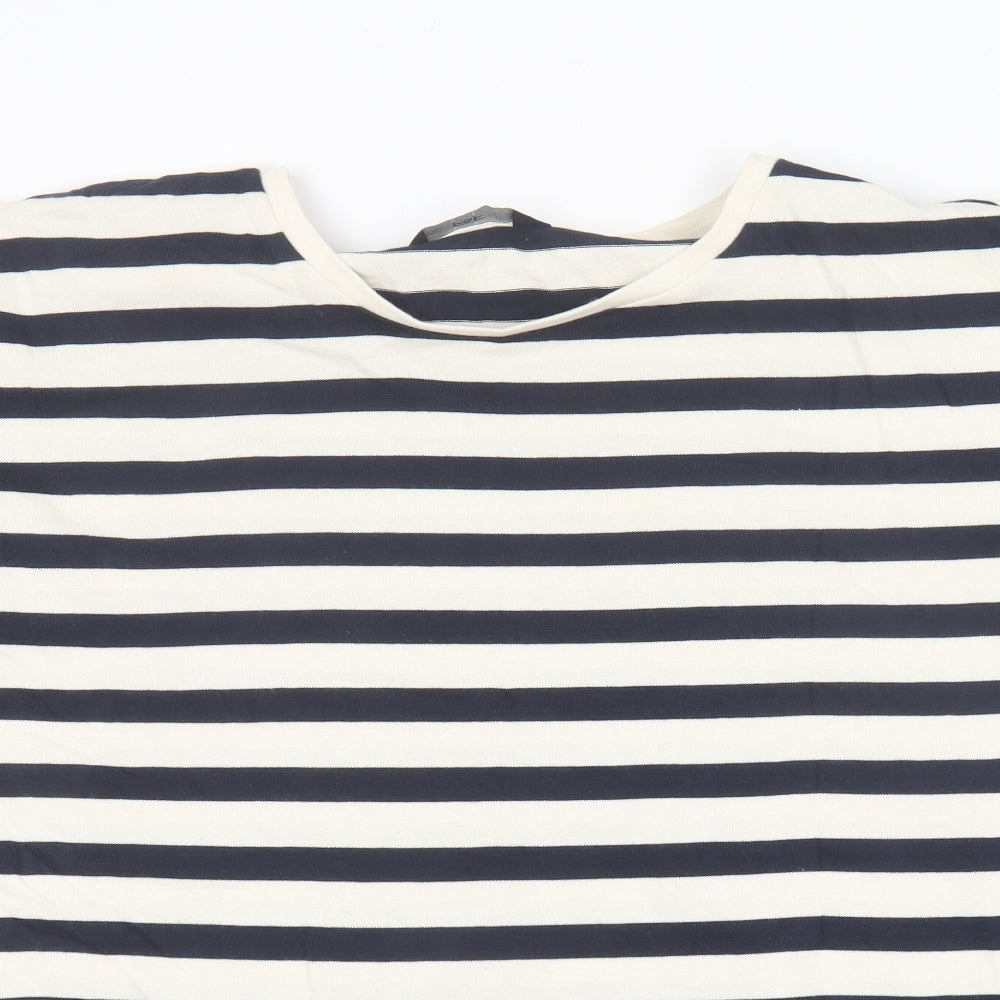 F&F Womens Blue Striped Cotton Basic T-Shirt Size 20 Round Neck