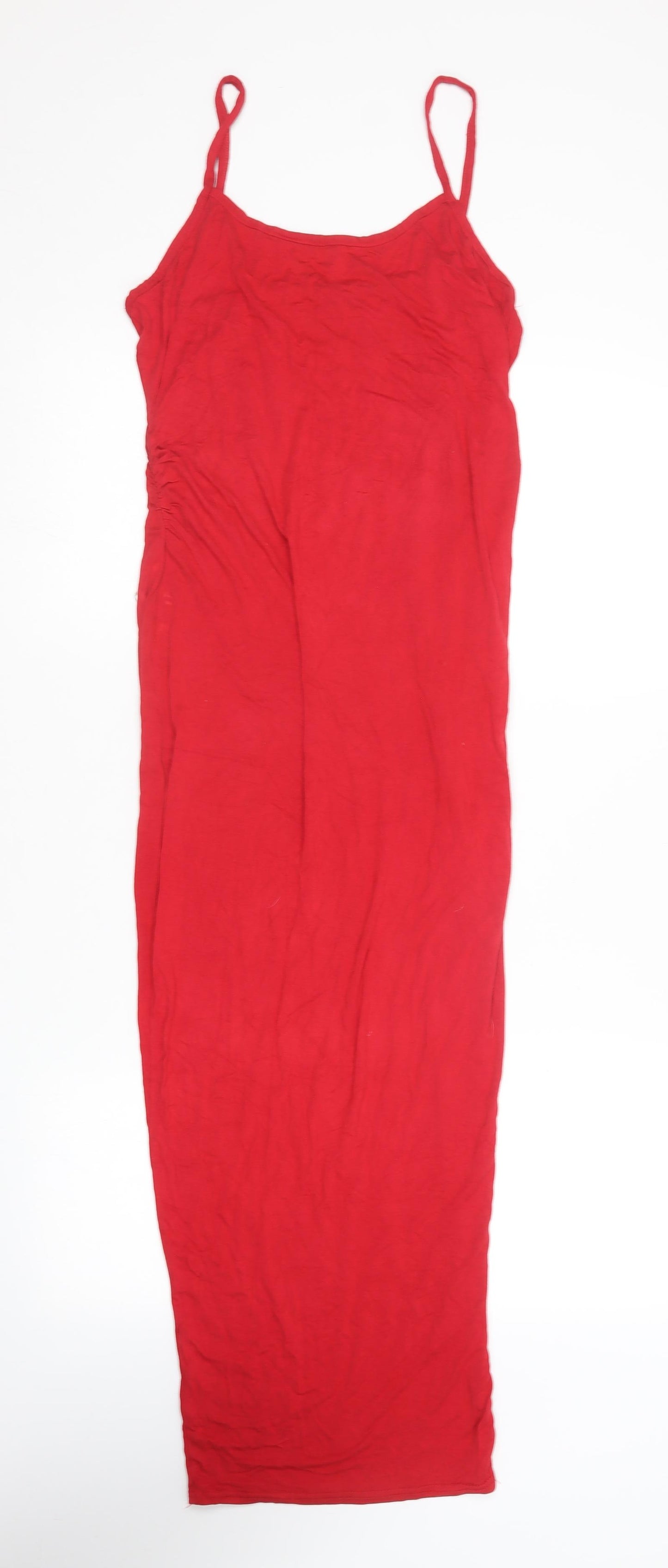 Boohoo Womens Red  Cotton Bodycon  Size 10  Sweetheart