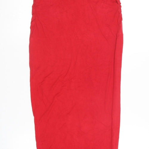 Boohoo Womens Red  Cotton Bodycon  Size 10  Sweetheart