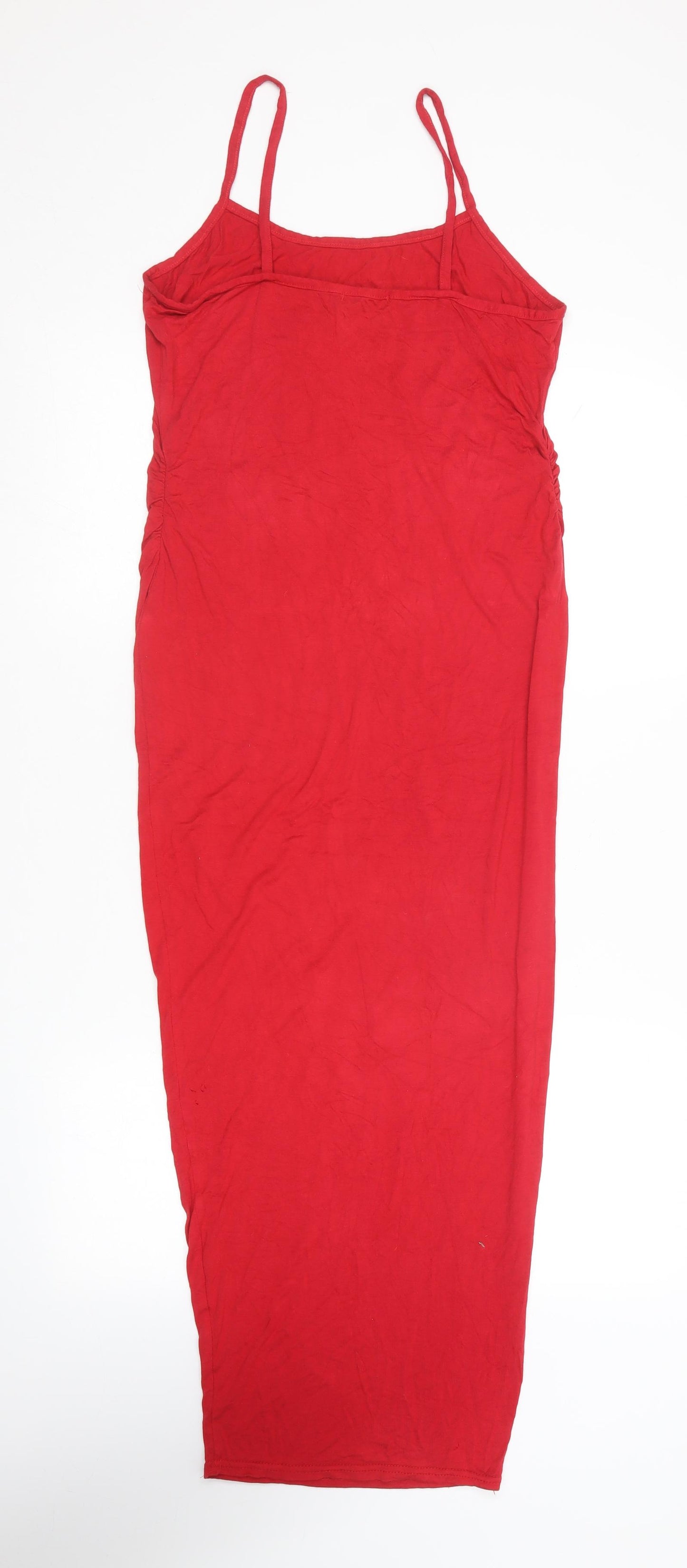 Boohoo Womens Red  Cotton Bodycon  Size 10  Sweetheart