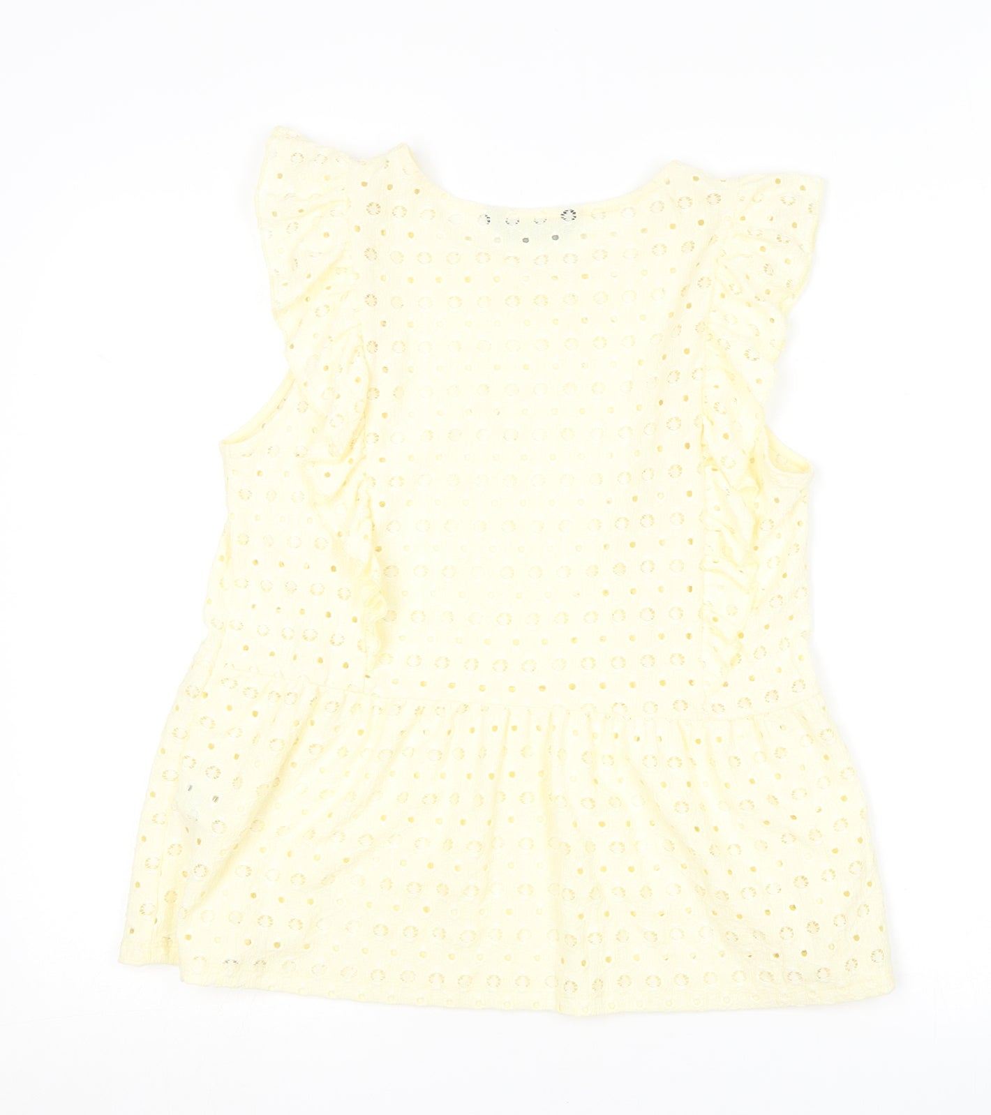 F&F Womens Yellow  Polyester Basic Blouse Size 12 Round Neck
