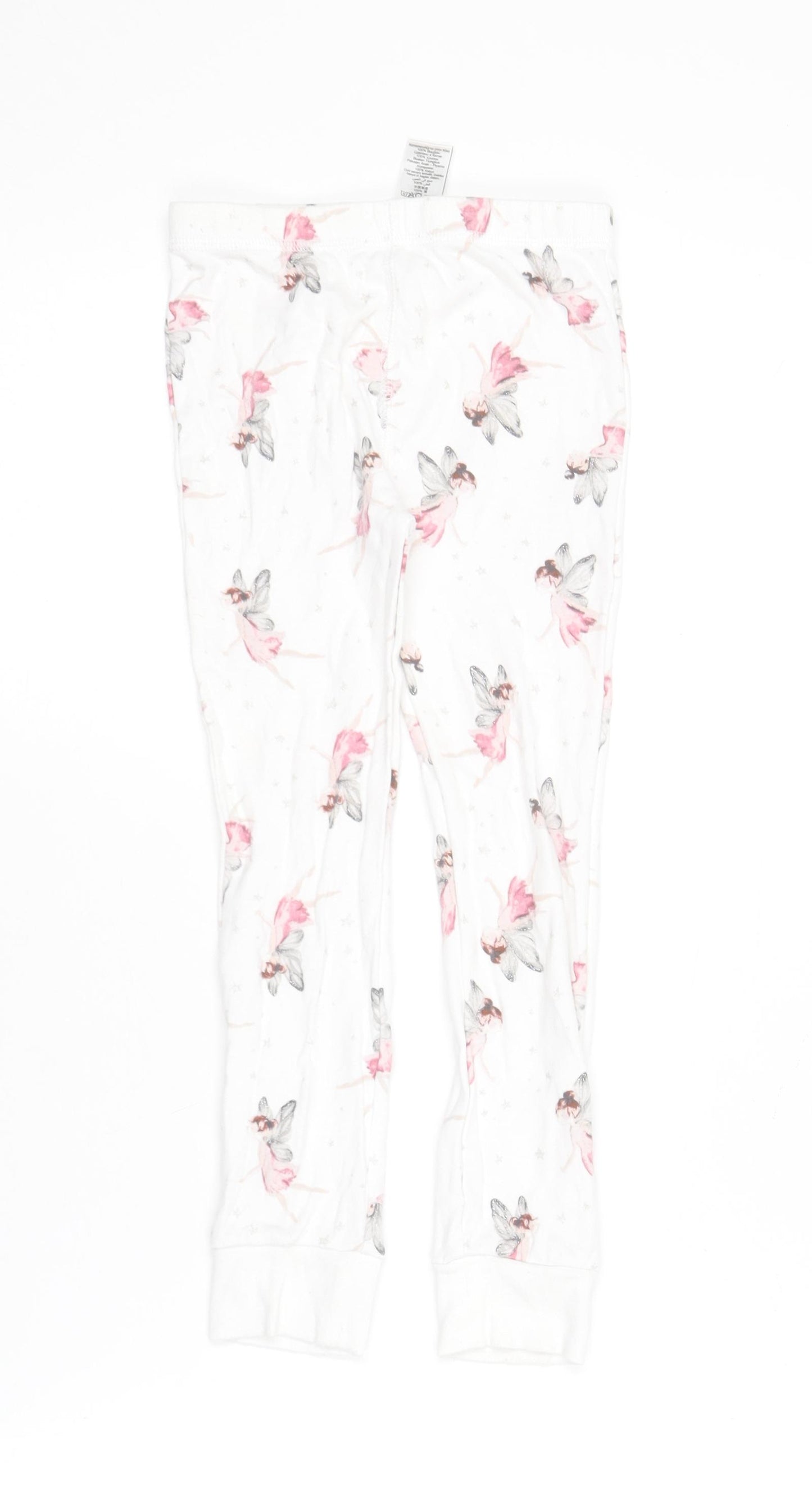 NEXT Girls White Geometric Cotton Jogger Trousers Size 4-5 Years  Regular  - Fairy