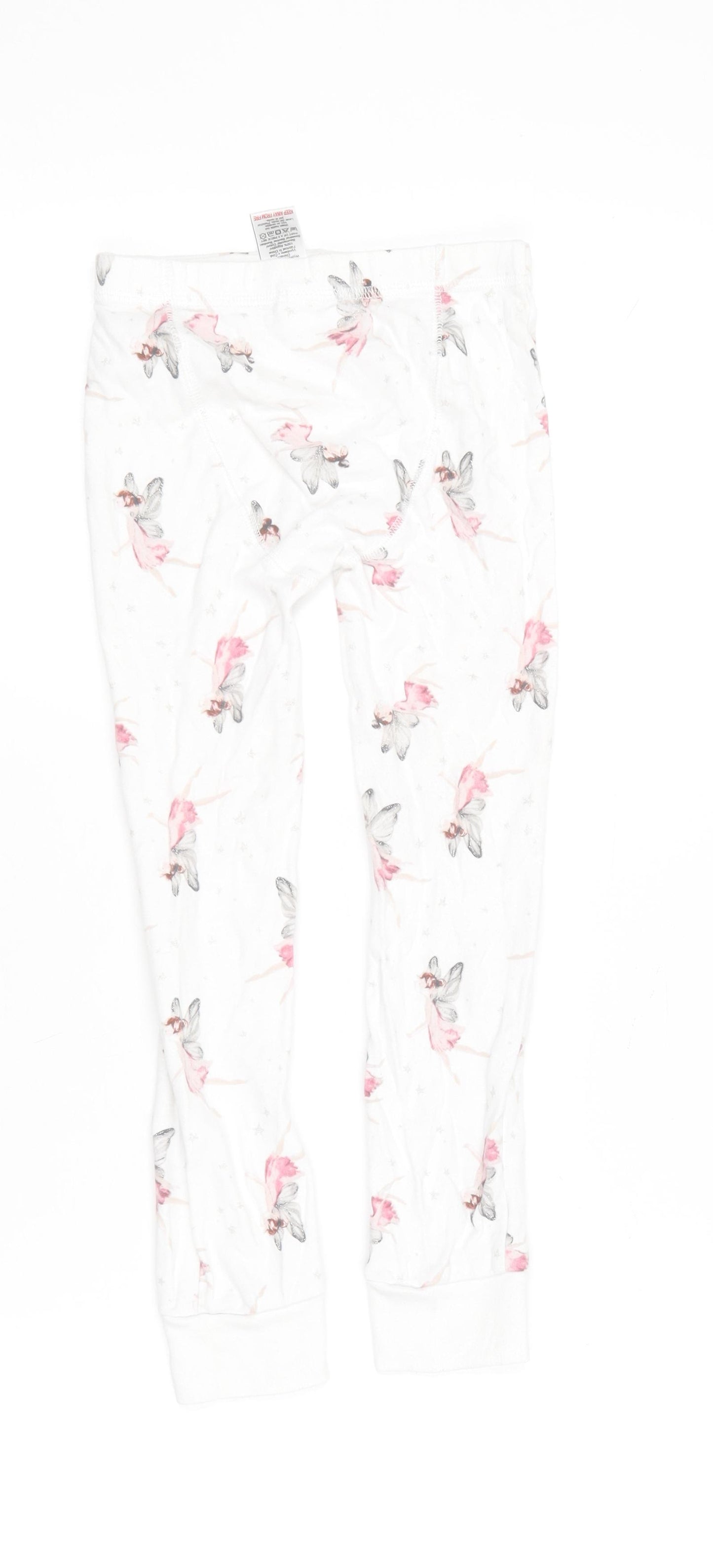 NEXT Girls White Geometric Cotton Jogger Trousers Size 4-5 Years  Regular  - Fairy
