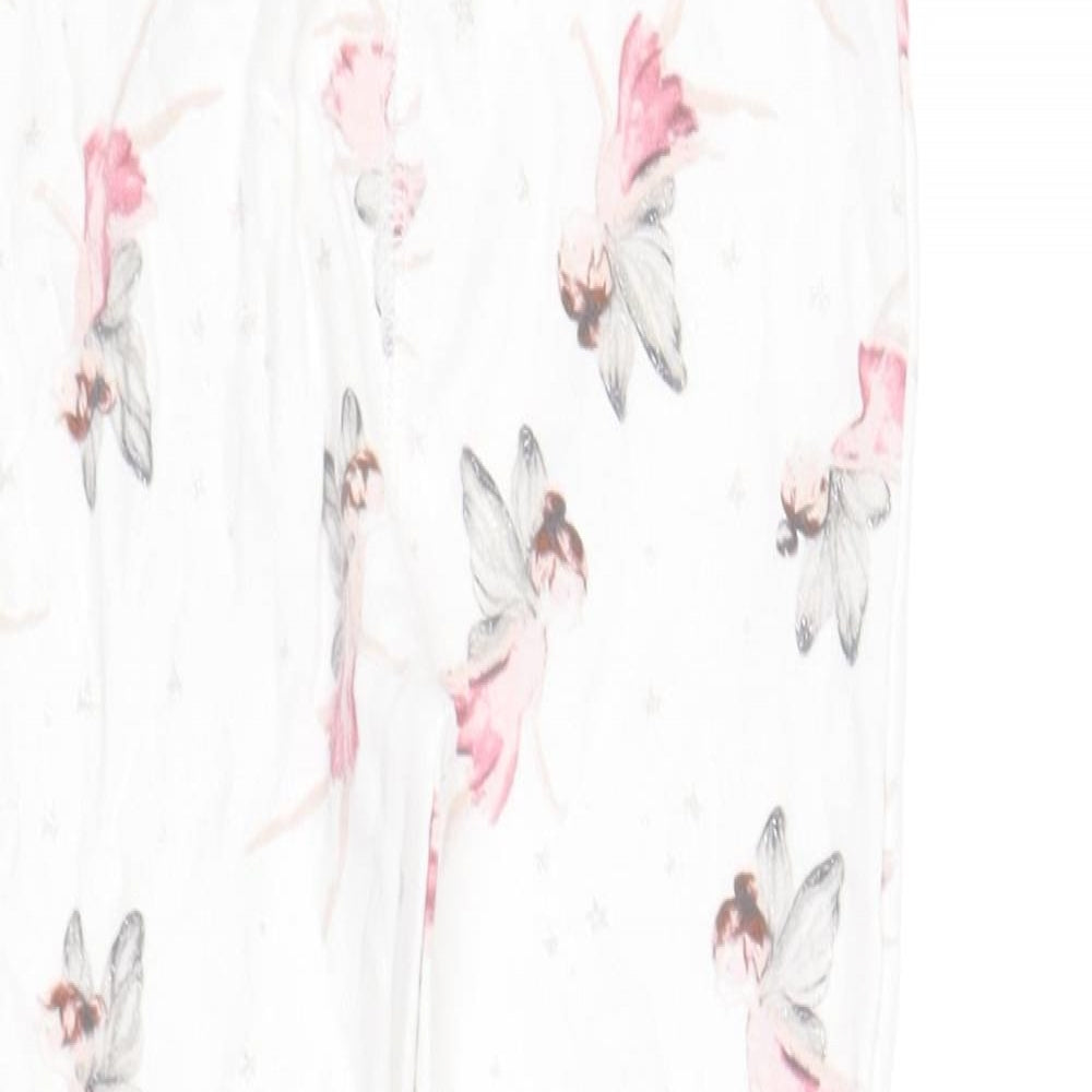 NEXT Girls White Geometric Cotton Jogger Trousers Size 4-5 Years  Regular  - Fairy
