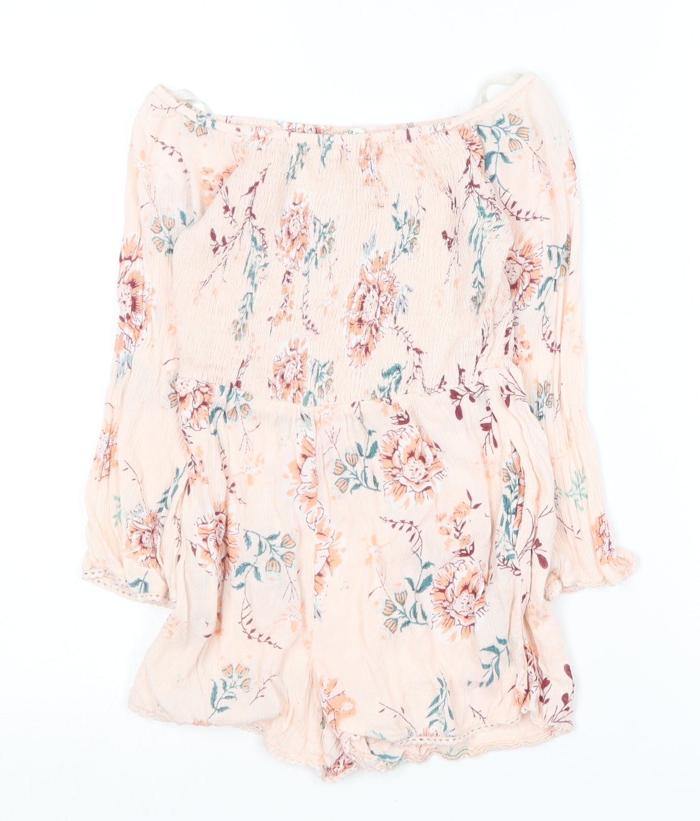 River Island Girls Multicoloured Floral Cotton Playsuit One-Piece Size 7 Years