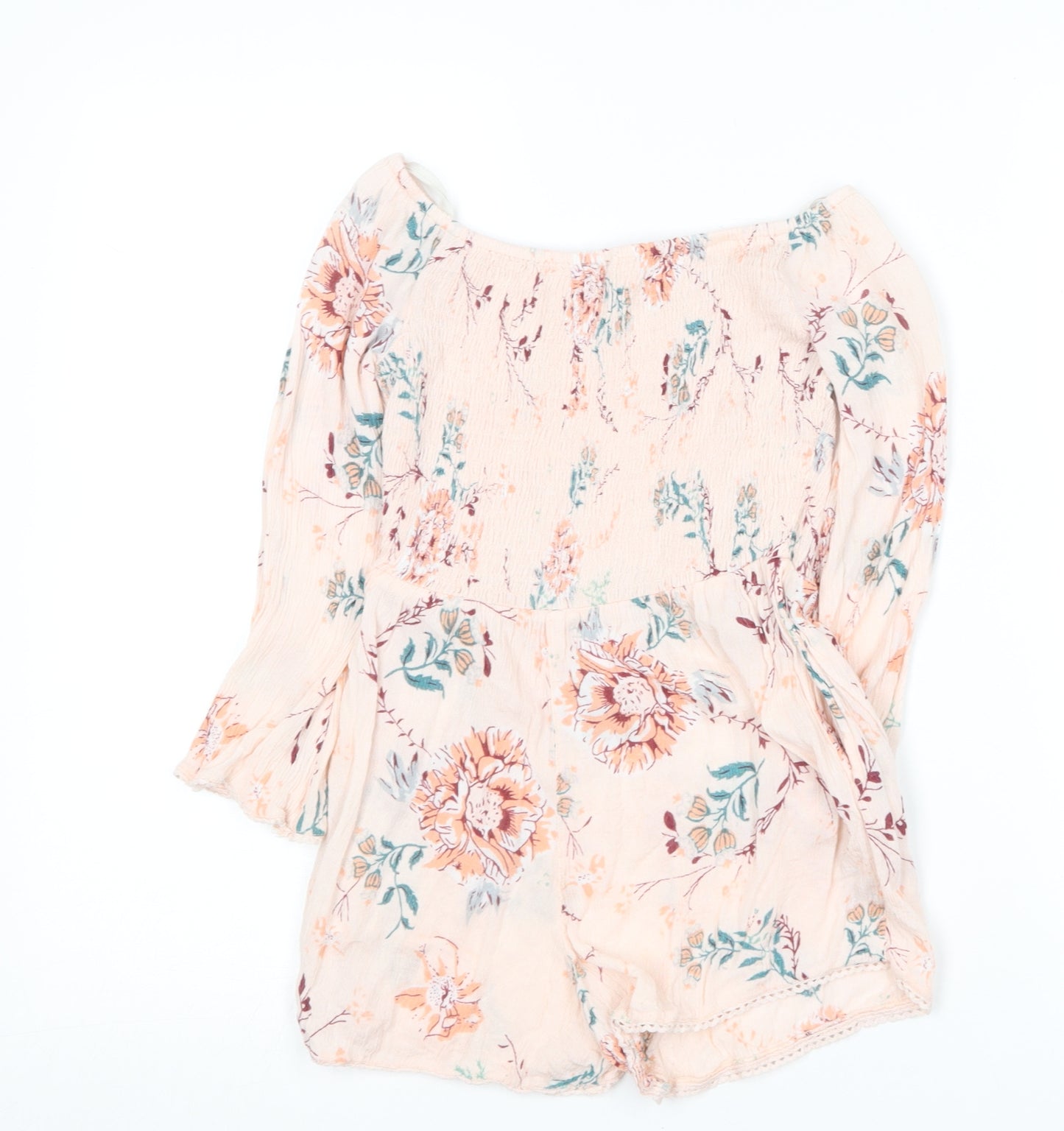 River Island Girls Multicoloured Floral Cotton Playsuit One-Piece Size 7 Years