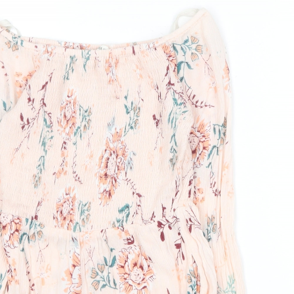 River Island Girls Multicoloured Floral Cotton Playsuit One-Piece Size 7 Years