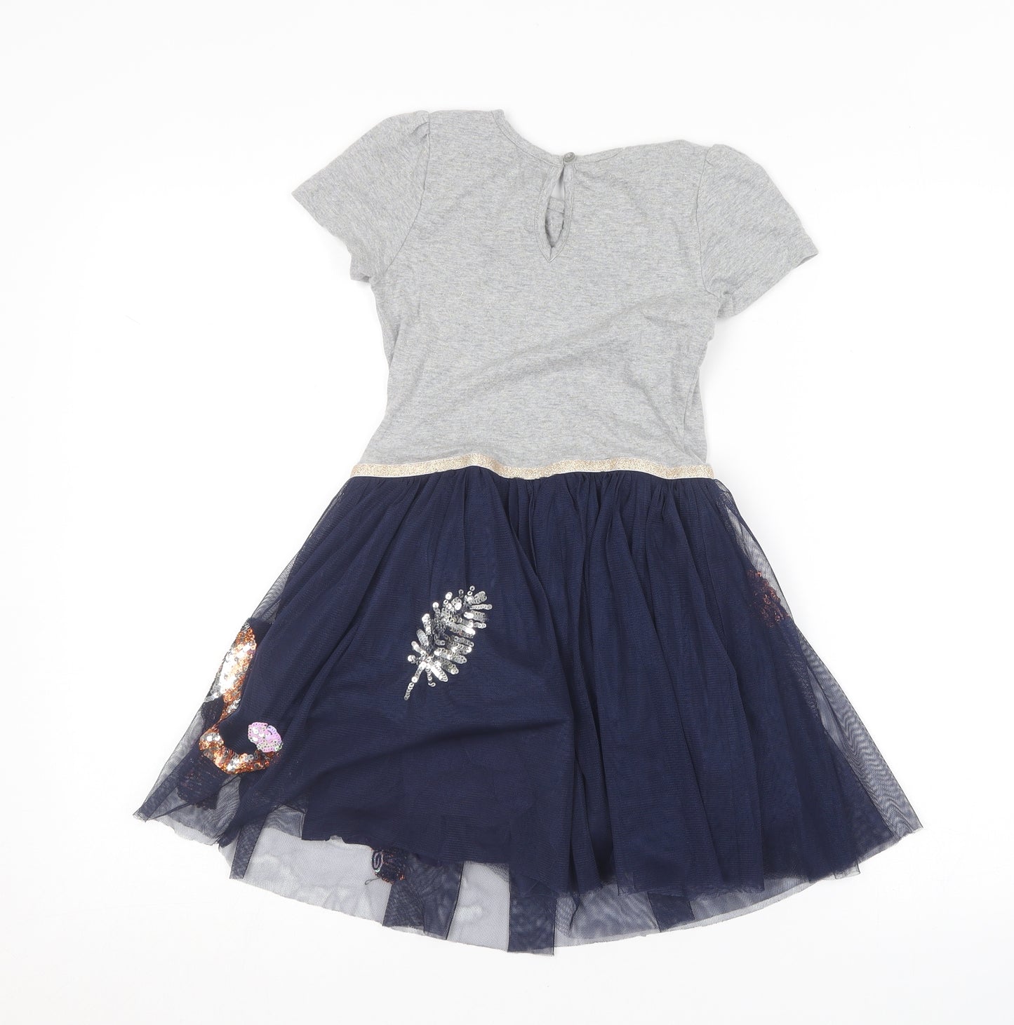 Monsoon Girls Multicoloured  Polyester Skater Dress  Size 7-8 Years  Round Neck