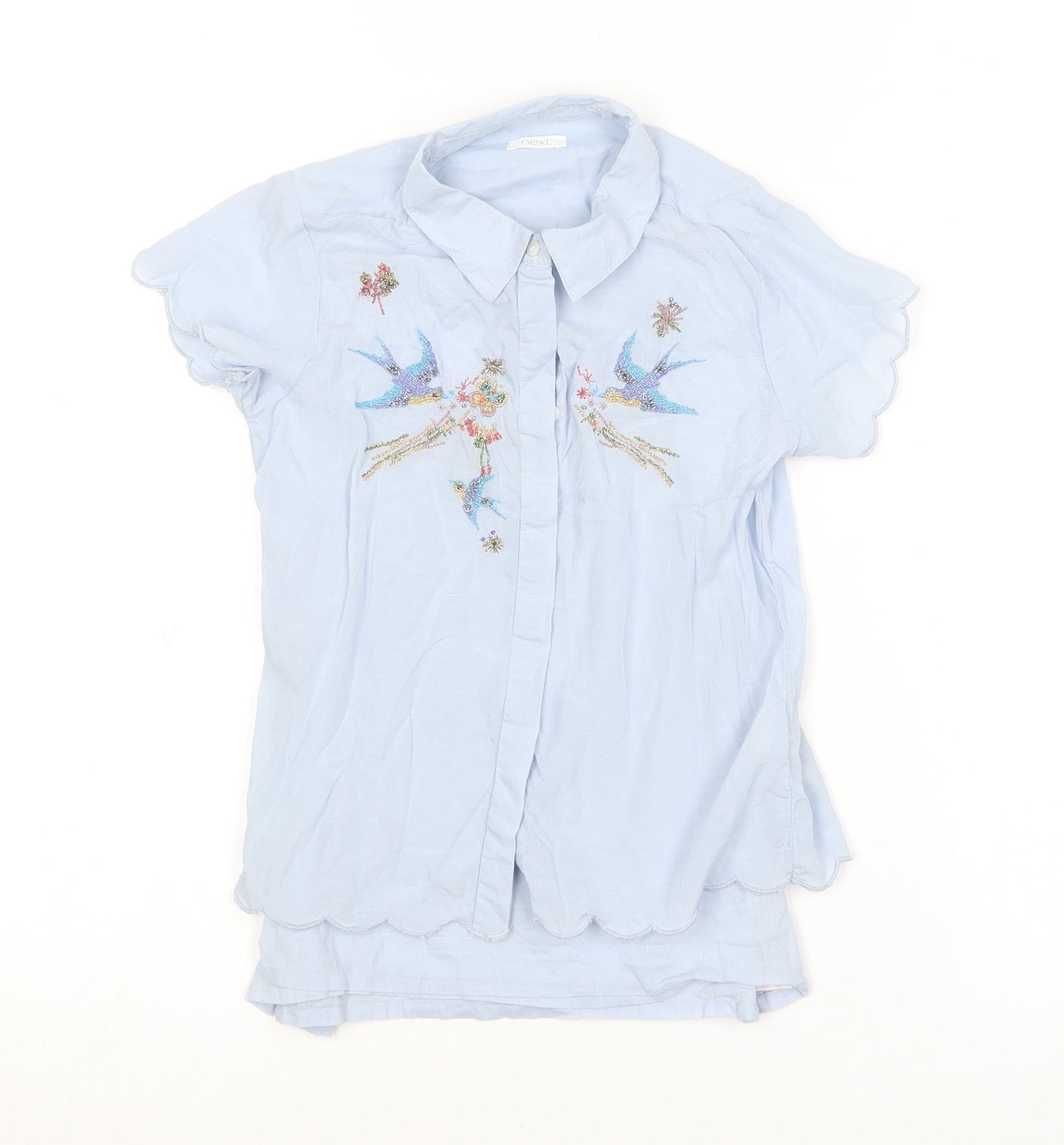 NEXT Girls Blue  Cotton Basic Blouse Size 7 Years Collared