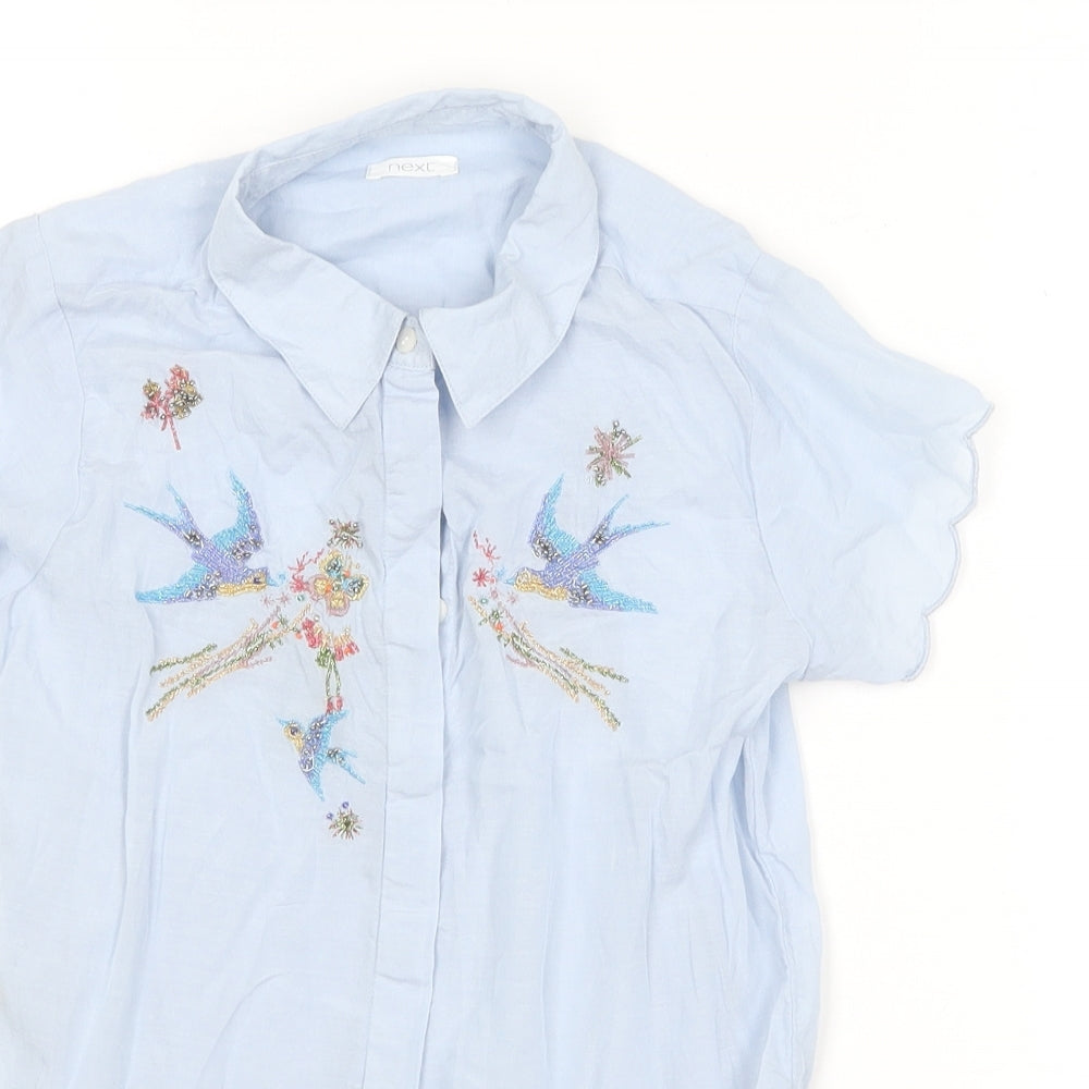 NEXT Girls Blue  Cotton Basic Blouse Size 7 Years Collared