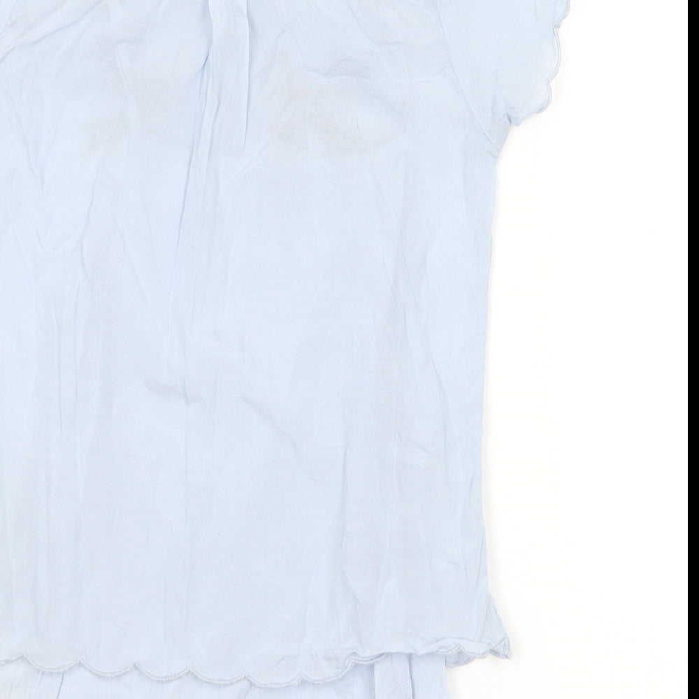 NEXT Girls Blue  Cotton Basic Blouse Size 7 Years Collared