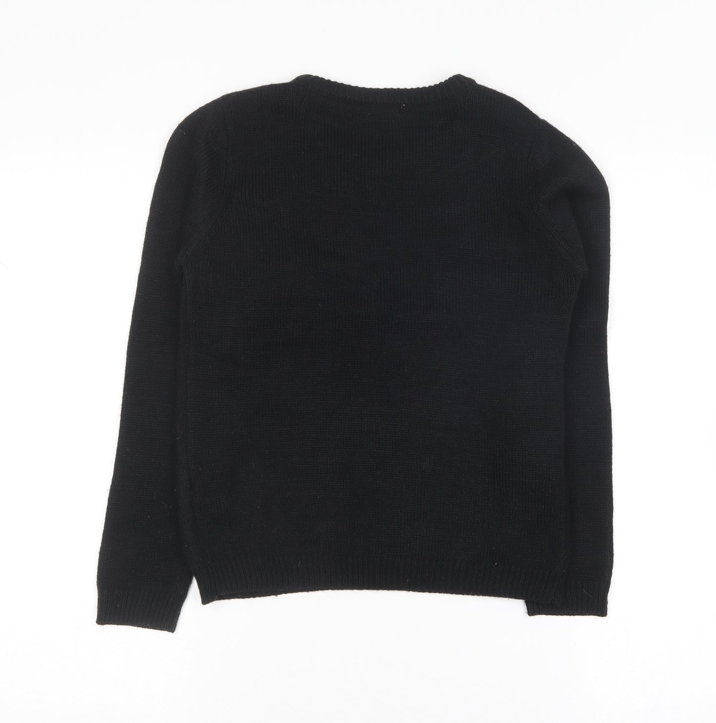 NEXT Girls Black Round Neck  Acrylic Pullover Jumper Size 10 Years   - Christmas Unicorn