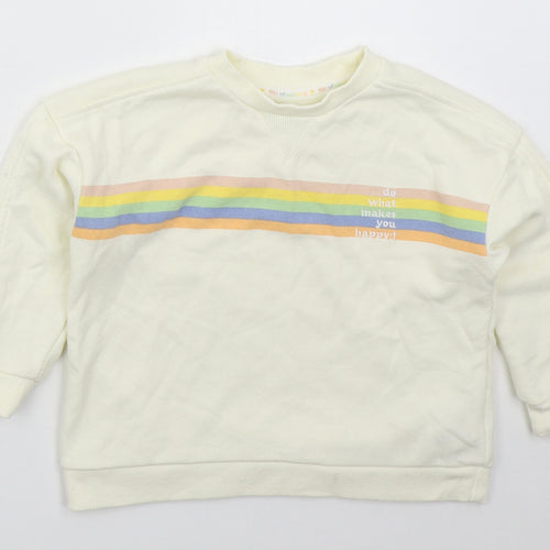 Primark Girls Ivory Striped Cotton Pullover Sweatshirt Size 4-5 Years  Pullover - Do What Makes You Happy