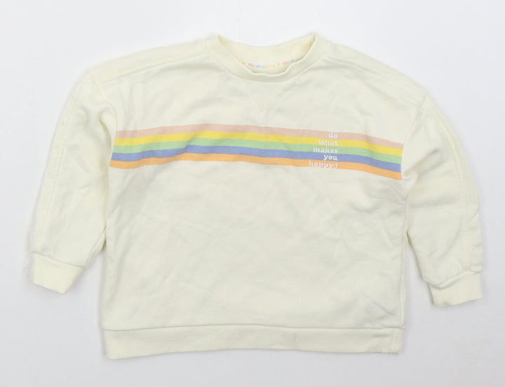 Primark Girls Ivory Striped Cotton Pullover Sweatshirt Size 4-5 Years  Pullover - Do What Makes You Happy