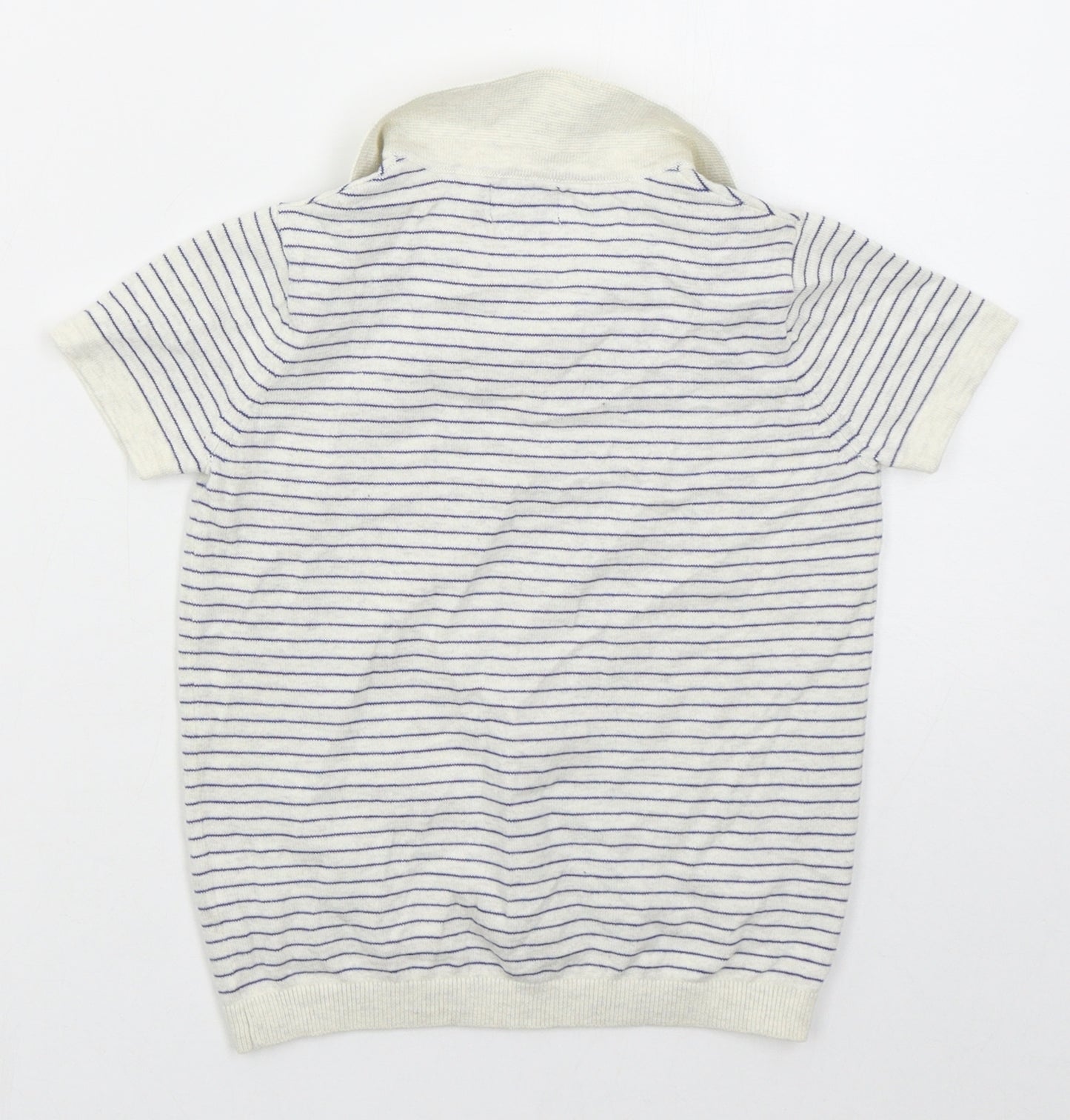 NEXT Boys Grey Striped Cotton Basic Polo Size 4 Years Collared Pullover
