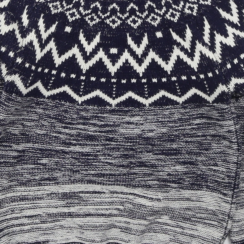 Matalan Boys Blue Crew Neck Fair Isle Cotton Pullover Jumper Size 8-9 Years  Pullover