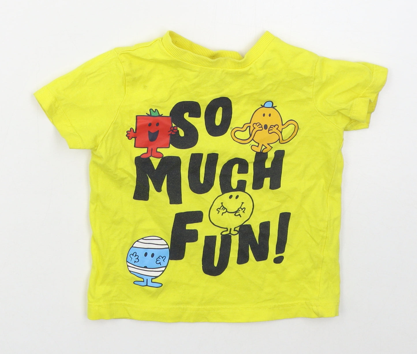 Tesco Boys Yellow  Cotton Basic T-Shirt Size 18-24 Months Crew Neck Pullover - MR Men so Much Fun