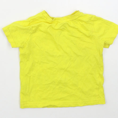 Tesco Boys Yellow  Cotton Basic T-Shirt Size 18-24 Months Crew Neck Pullover - MR Men so Much Fun