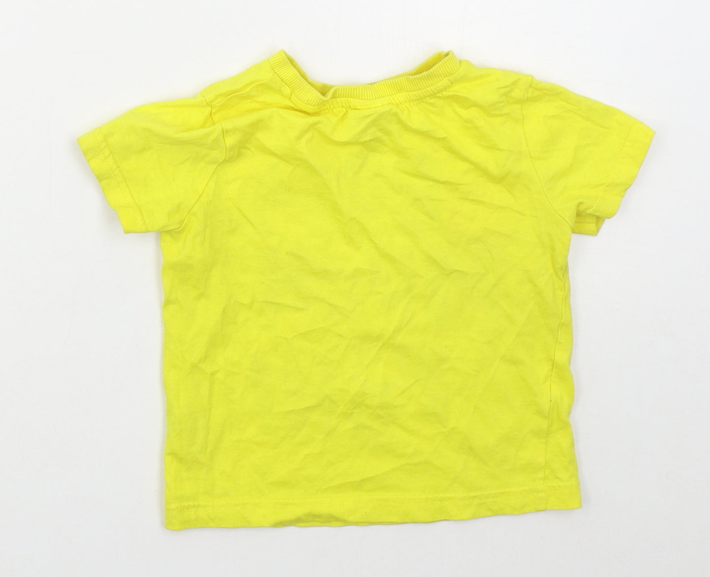 Tesco Boys Yellow  Cotton Basic T-Shirt Size 18-24 Months Crew Neck Pullover - MR Men so Much Fun