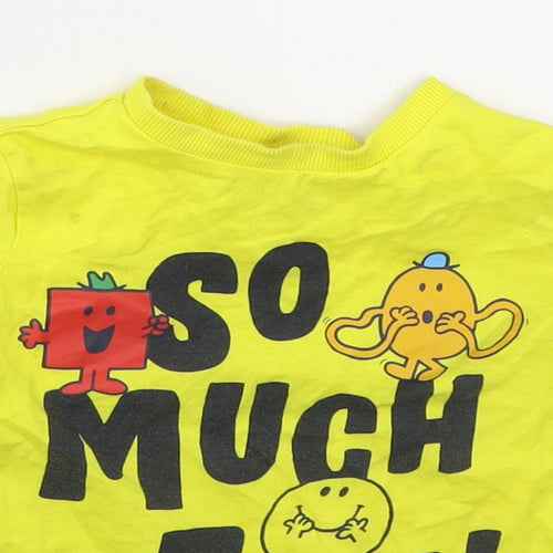 Tesco Boys Yellow  Cotton Basic T-Shirt Size 18-24 Months Crew Neck Pullover - MR Men so Much Fun