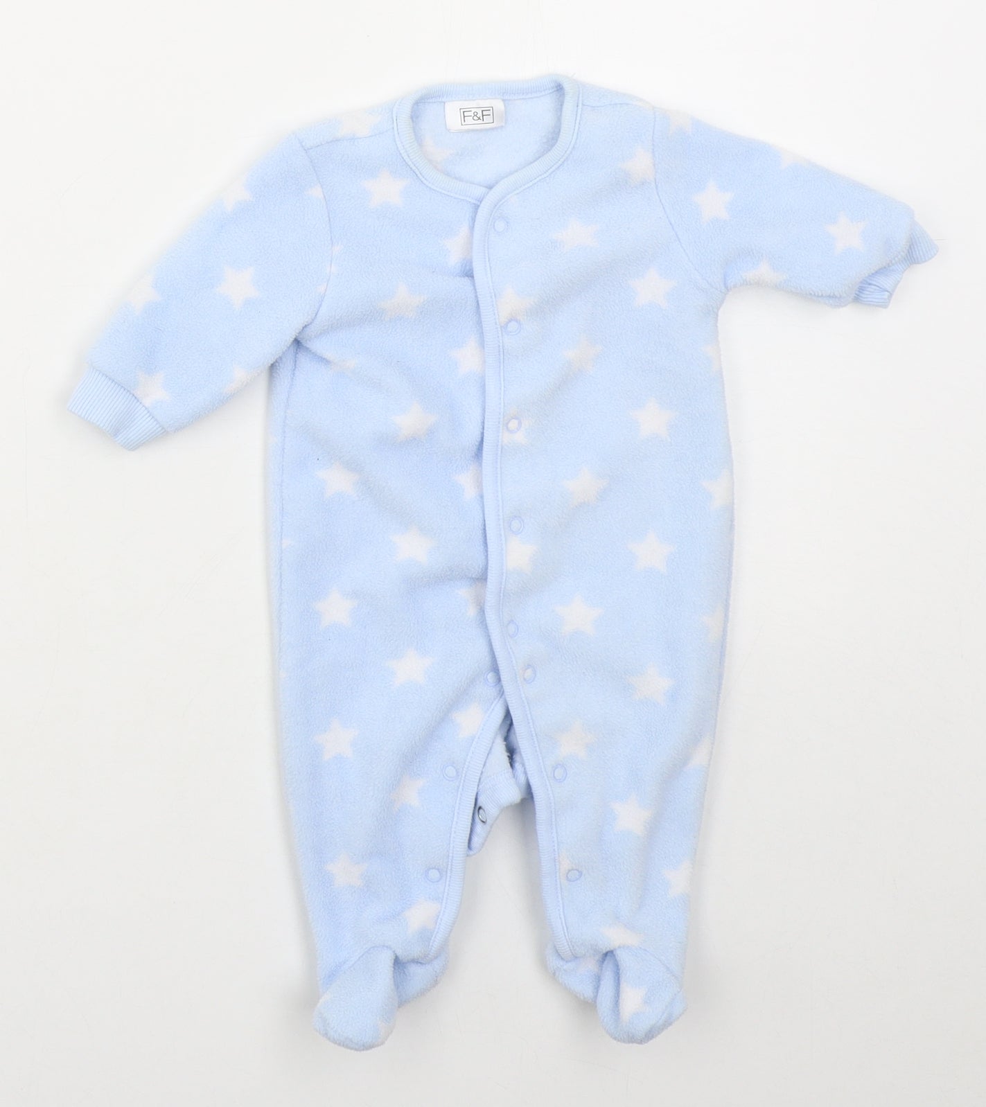 F&F Boys Blue Solid Polyester Cami One Piece Size 0-3 Months  Button - Stars