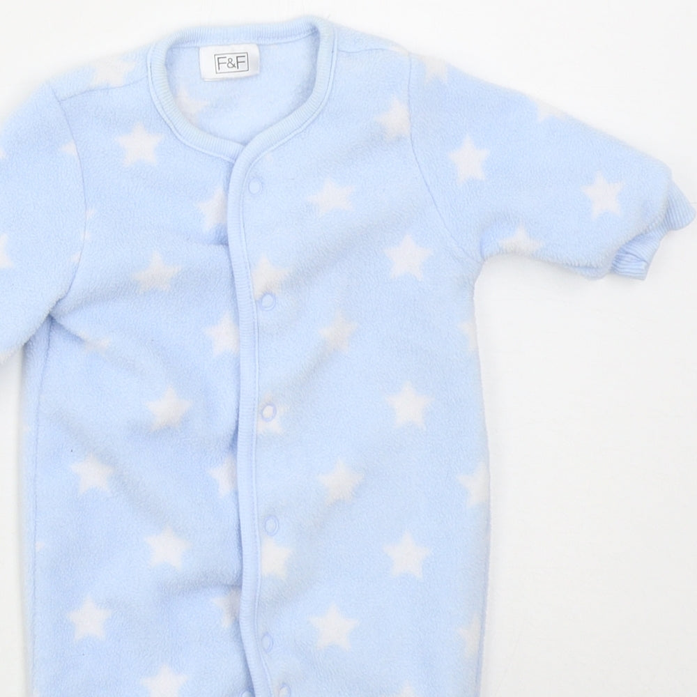 F&F Boys Blue Solid Polyester Cami One Piece Size 0-3 Months  Button - Stars